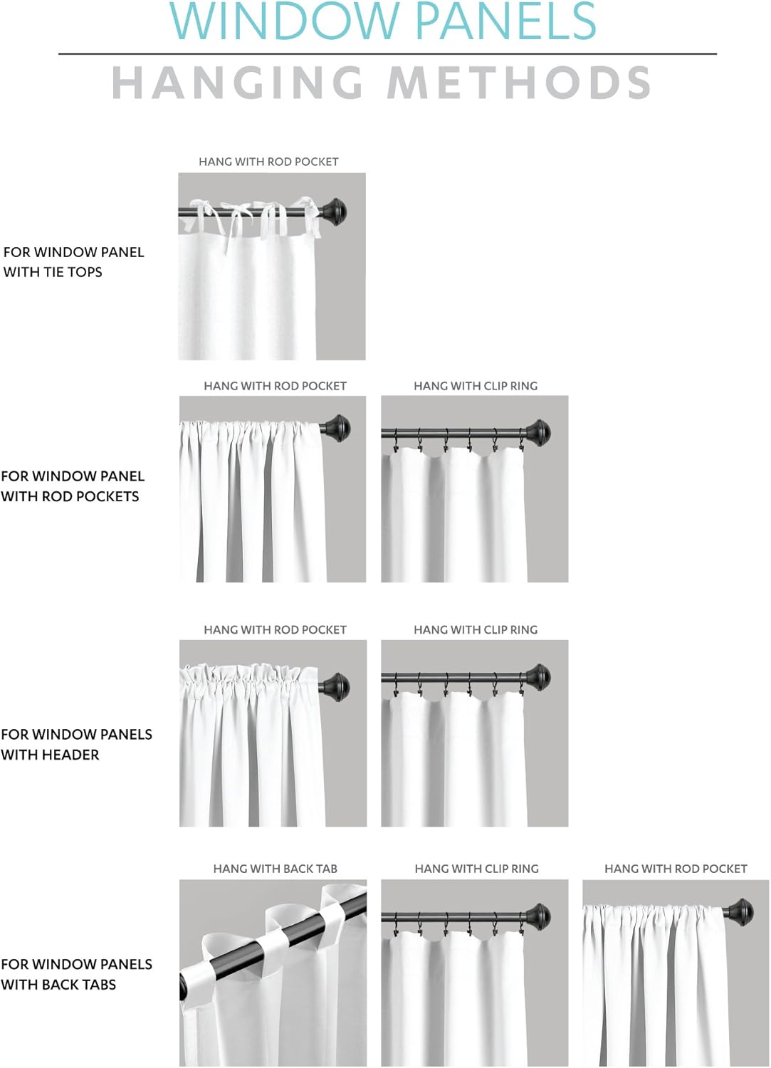 Lush Decor – Cortinas de lino con botones de estilo granja, panel individual, diseño plisado de dos tonos de 40pulgadas de ancho x 108pulgadas de