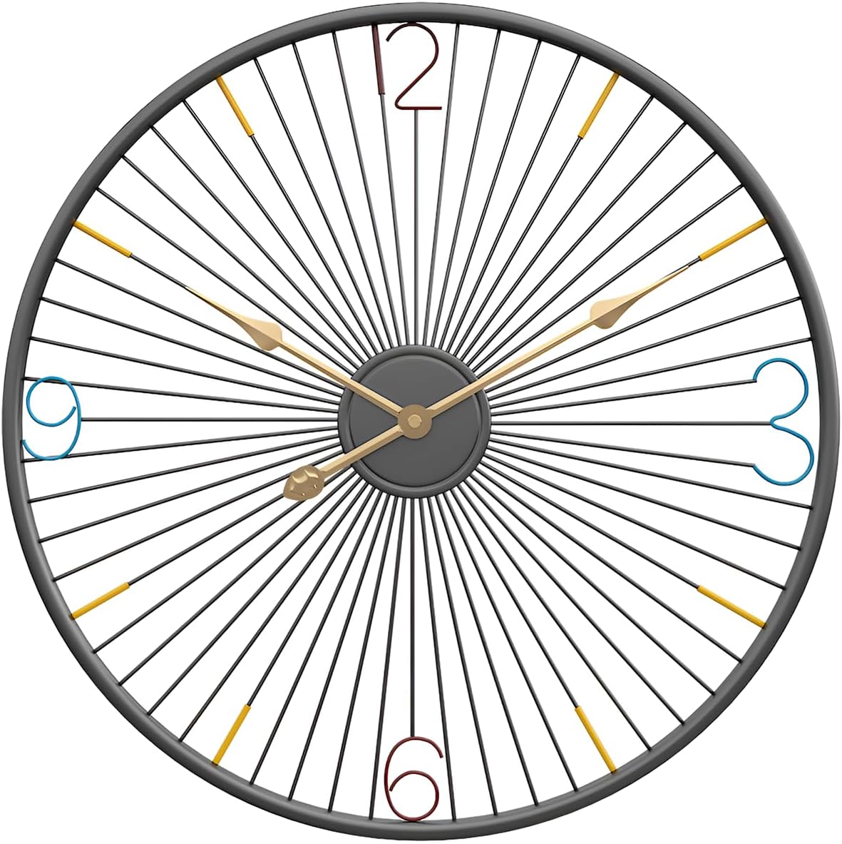 Reloj de pared de metal moderno grande de 20 pulgadas, movimiento silencioso a pilas, decoración artística del hogar para sala de estar, cocina,