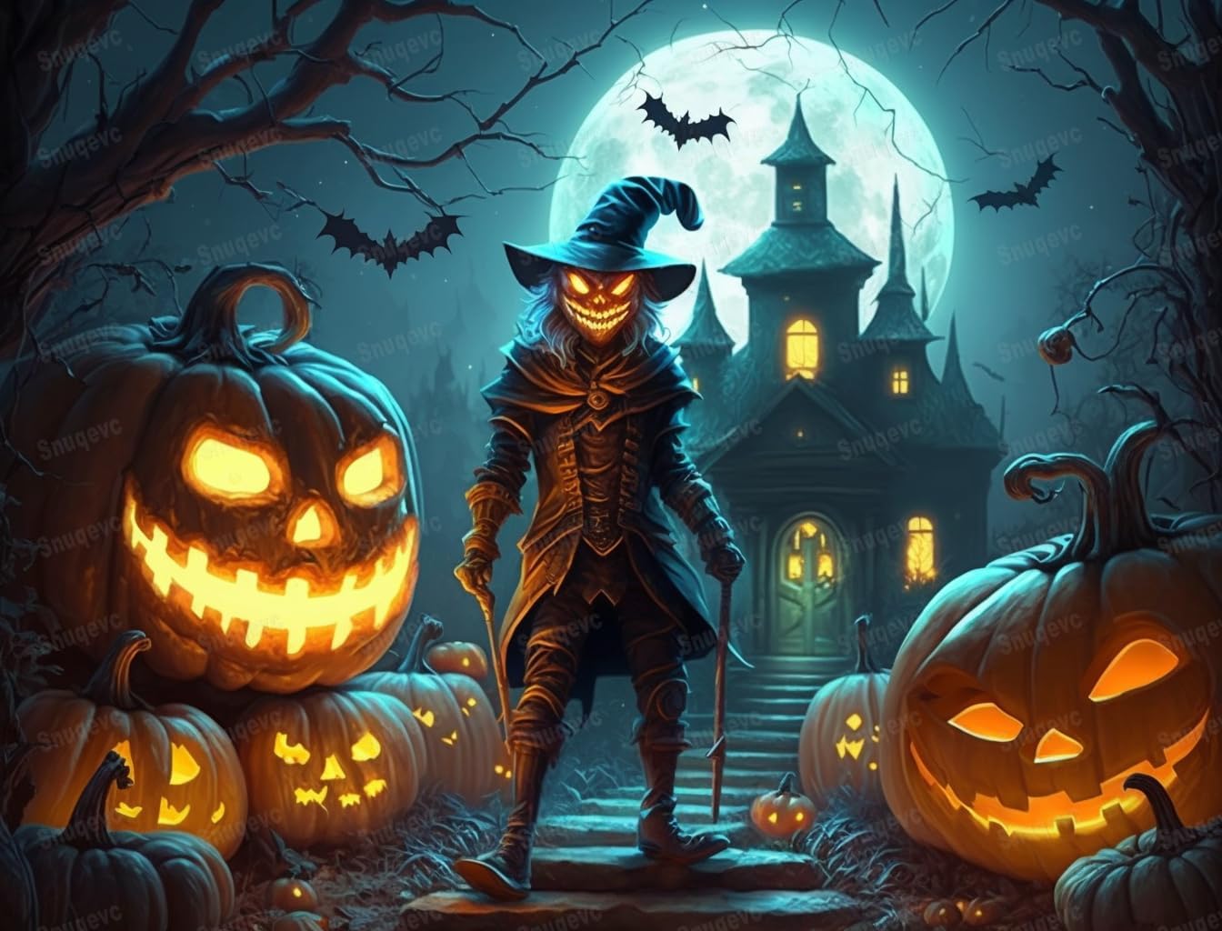 Rompecabezas de 500 piezas para adultos, rompecabezas de madera segura con luces de calabaza malvada, rompecabezas interactivo divertido para la