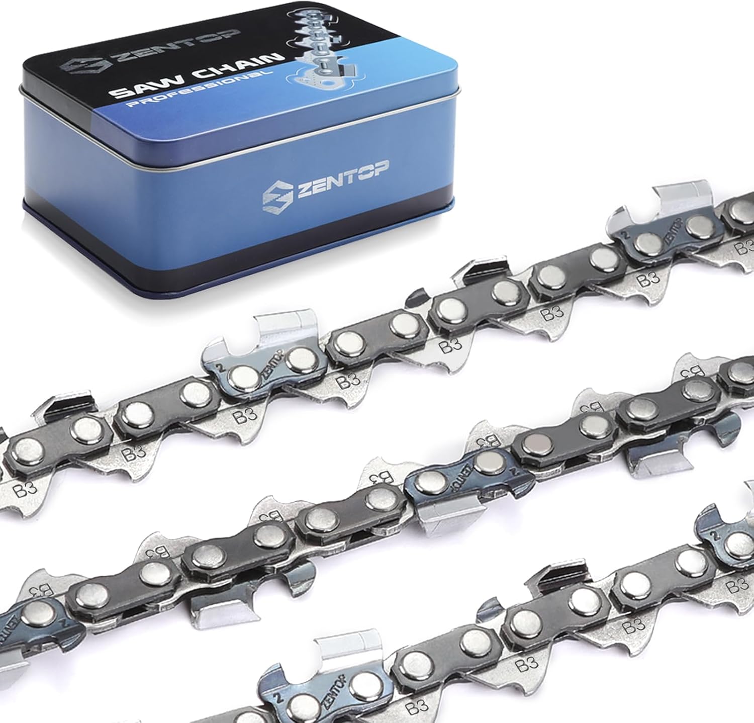 ZENTOP Cadena de motosierra de 18 pulgadas, paquete de 3, paso LP de 38 pulgadas, calibre de 050 pulgadas, 62 eslabones de transmisión, A1-62DL, se
