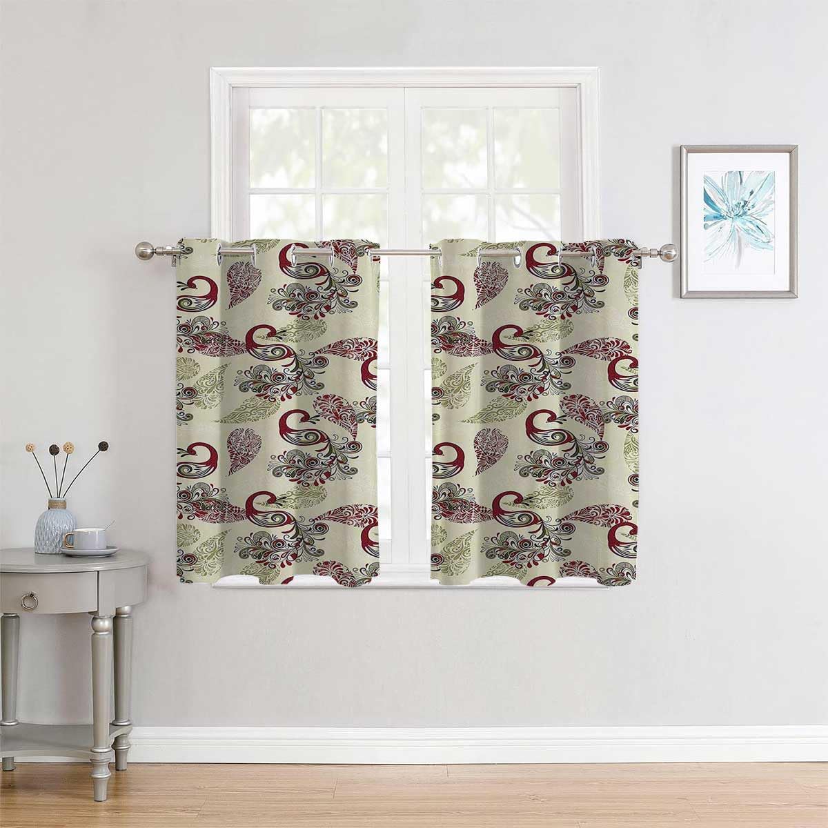 Cortina opaca para Habitacion Pavo Real Decoracion con ojales para puerta corta de armario Alternativas Pared Cortina 72 pulgadas de ancho por 85