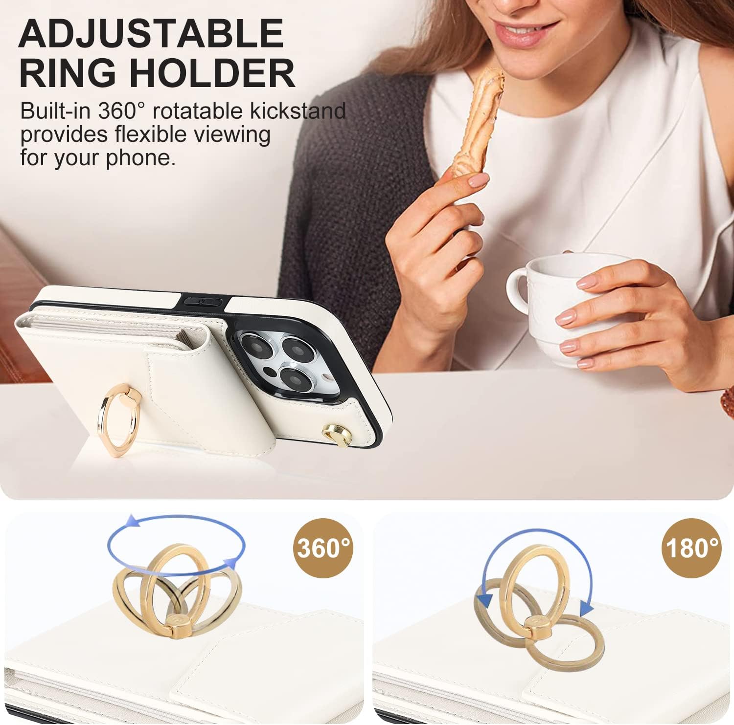 Asuwish Funda tipo cartera compatible con iPhone 15 Pro Max de 6.7 pulgadas, protector de pantalla y anillo de bloqueo RFID, funda para teléfono