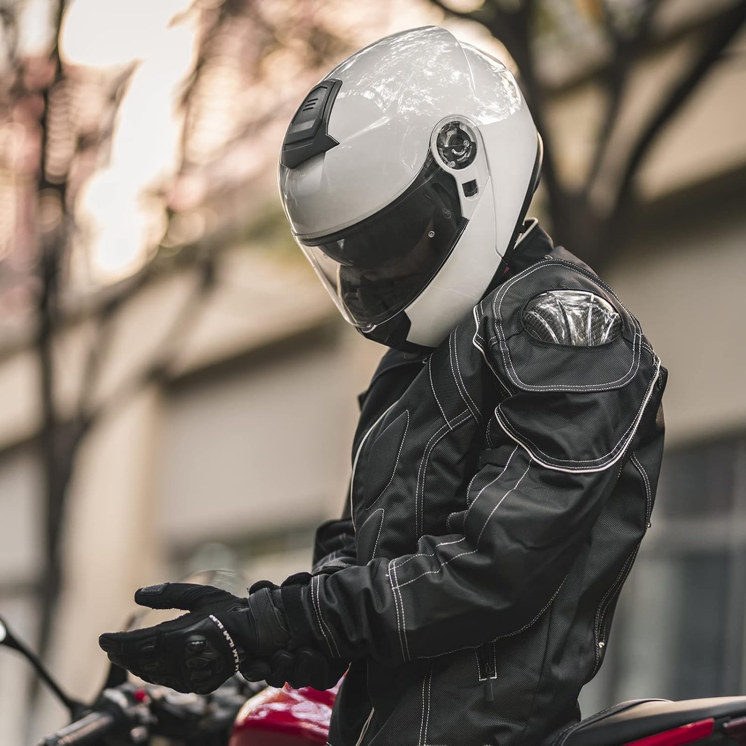 ILM Casco modular de cara completa para motocicleta para adultos, doble visera, aprobado por DOT, modelo 159 (blanco, mediano)