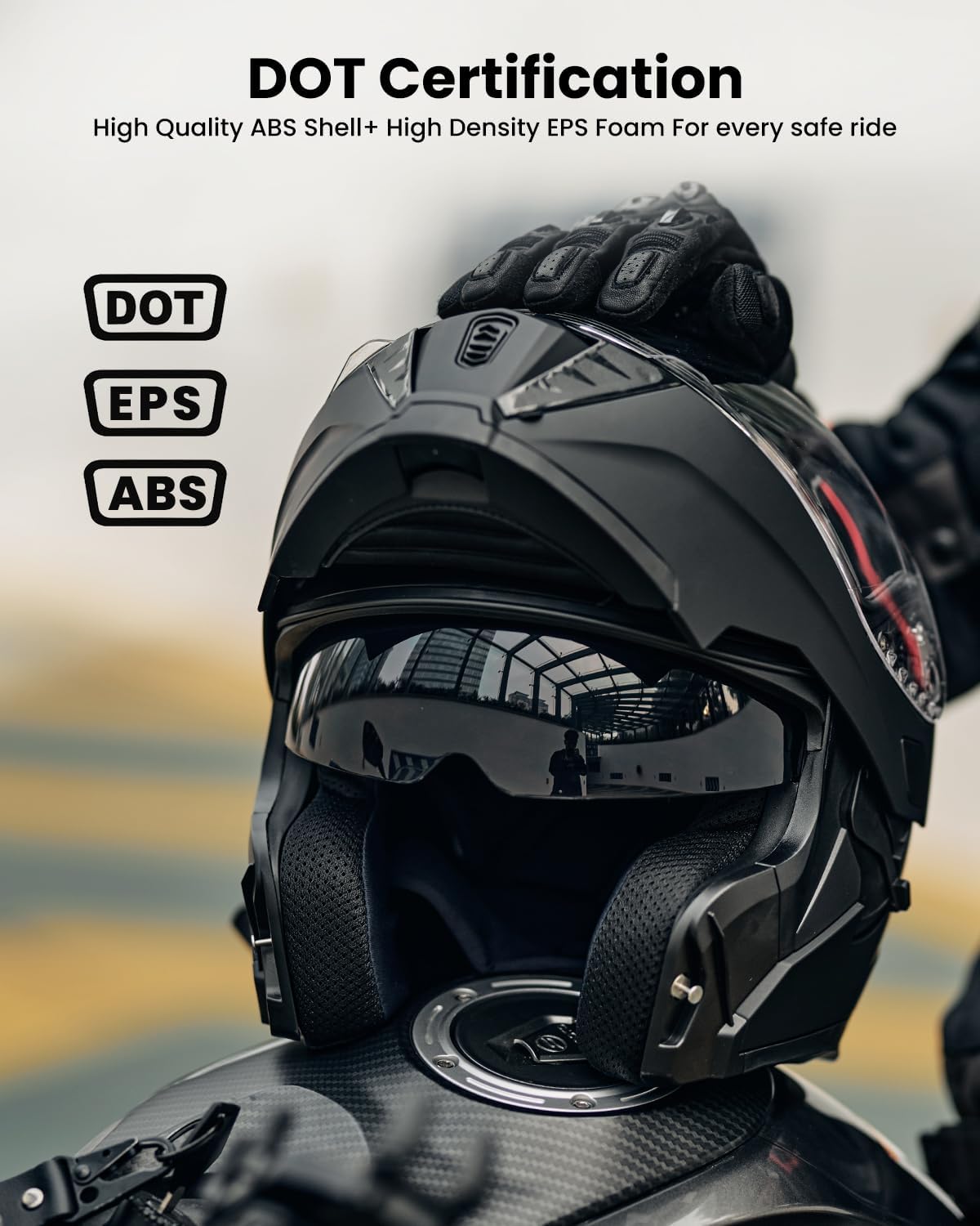 ILM Casco modular de cara completa para motocicleta, para adultos, doble visera, luz trasera LED, opcional DOT
