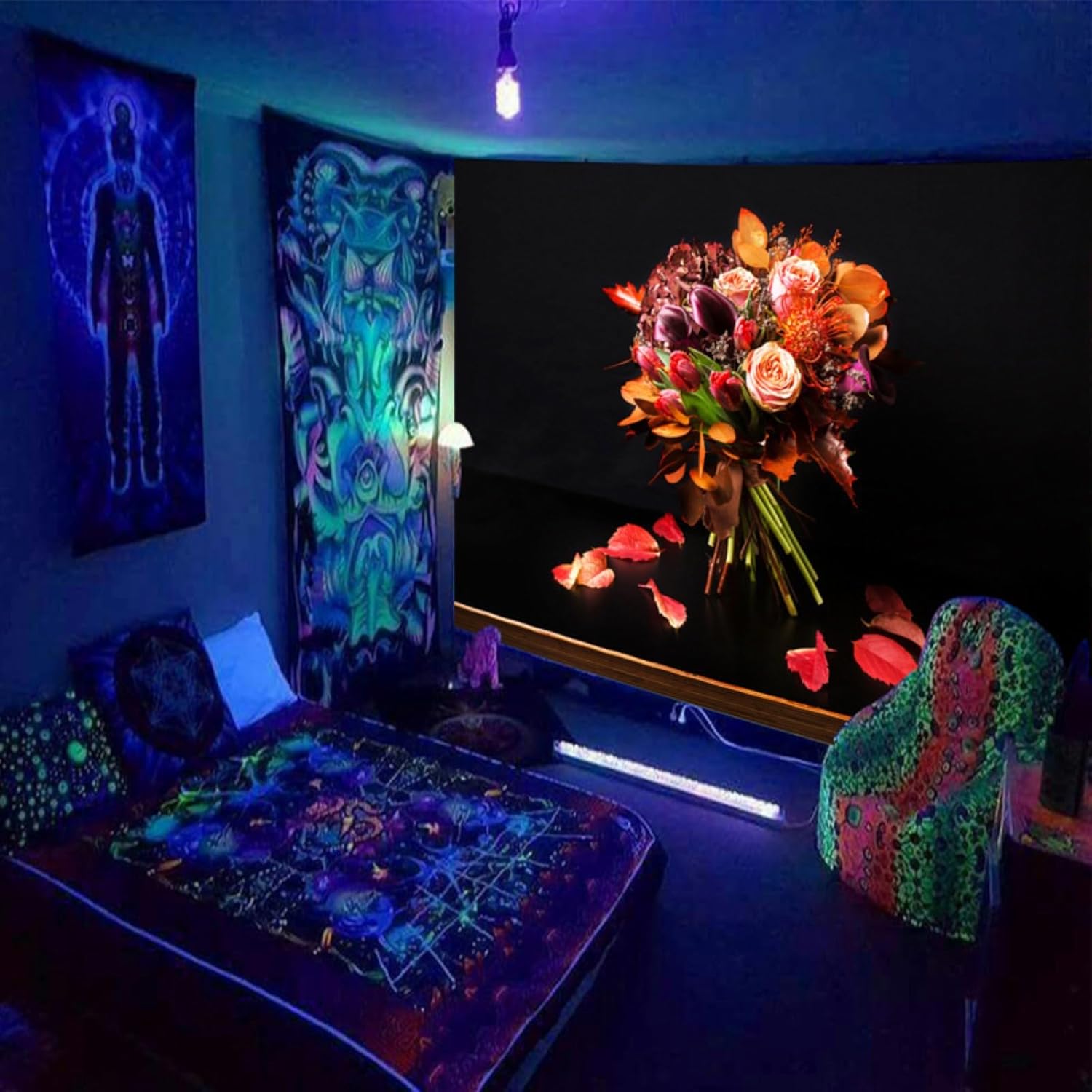 BatwhO Fluorescentes de luz de tapiz de fondo de tela tapiz casa tapiz de habitación de fiesta tela de la pared sala de estar sofá tapiz de fondo
