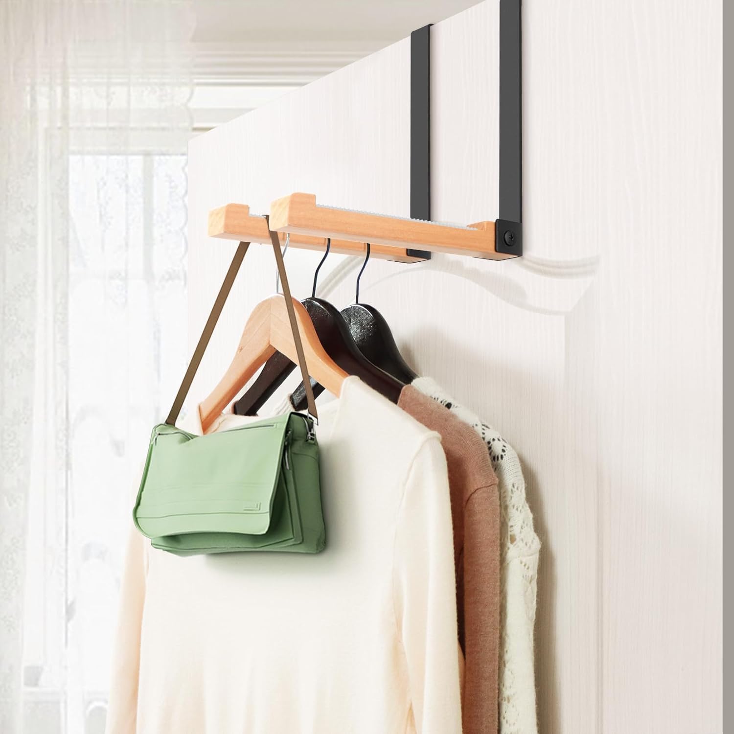 Gancho de puerta plegable, ganchos plegables de madera, ganchos para colgar sobre la puerta, ahorran espacio, perfectos para secar ropa, colgar