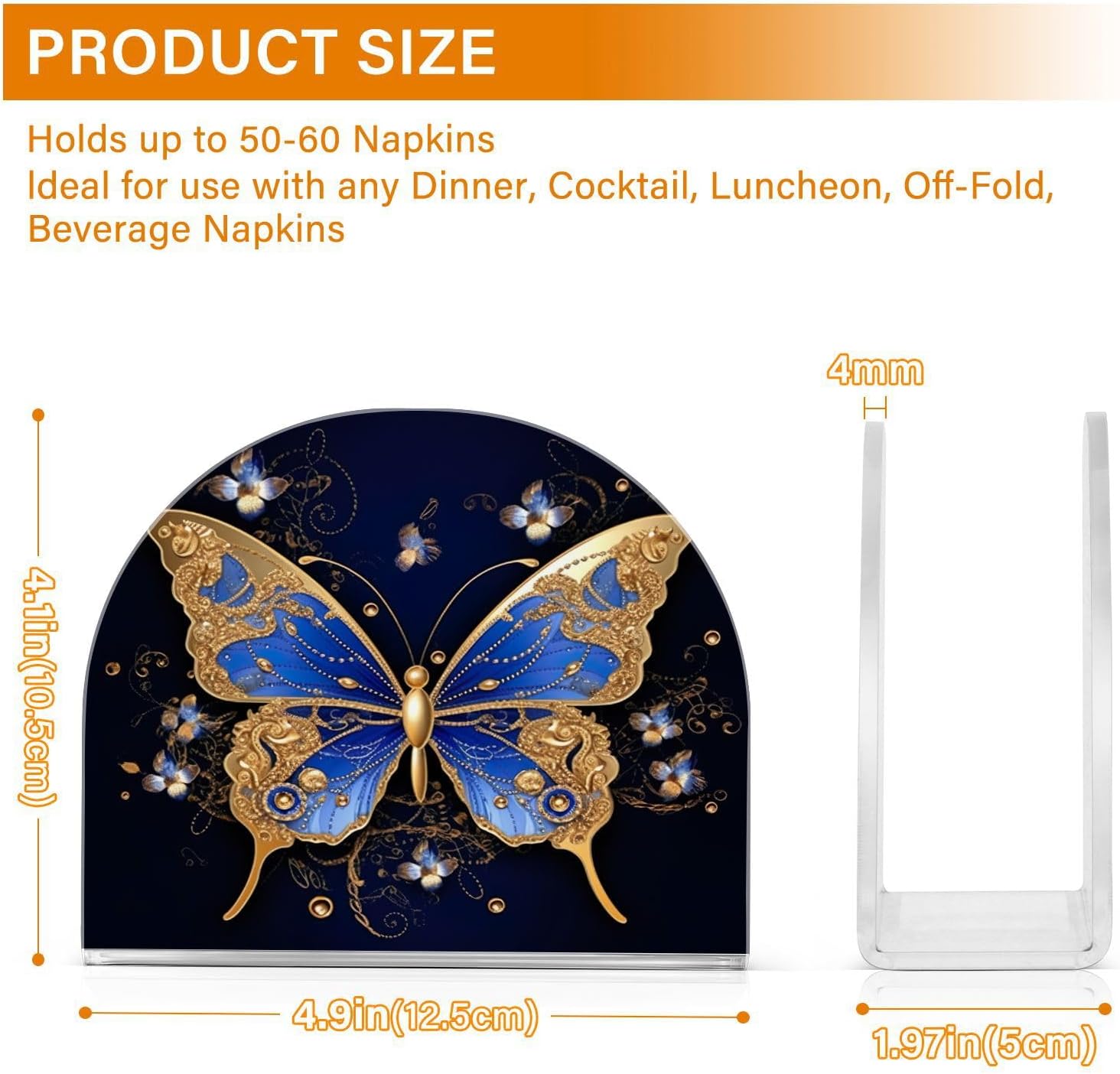 Napkin Holder Elegant Butterfly Napkin Holders for Tables, Clear Acrylic Napkin Holders Cocktail Napkin Holder for Kitchen Restaurant Bar Home Decor