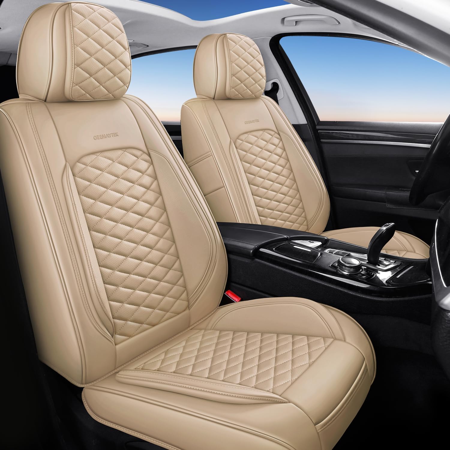 Juego completo de fundas de asiento de automóvil, fundas de asiento de cuero para automóviles, protector universal de asiento de automóvil