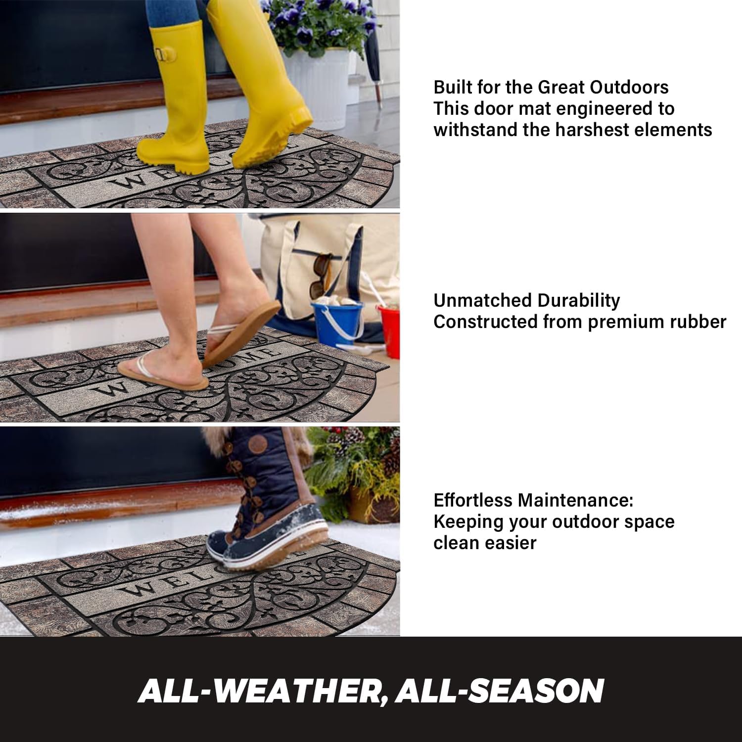 Durable Welcome Door Mats Outdoor, 28″x17″ Heavy-Duty Welcom Matt Outdoor for Front Door with Non-Slip Rubber Backing for Front Door High Traffic