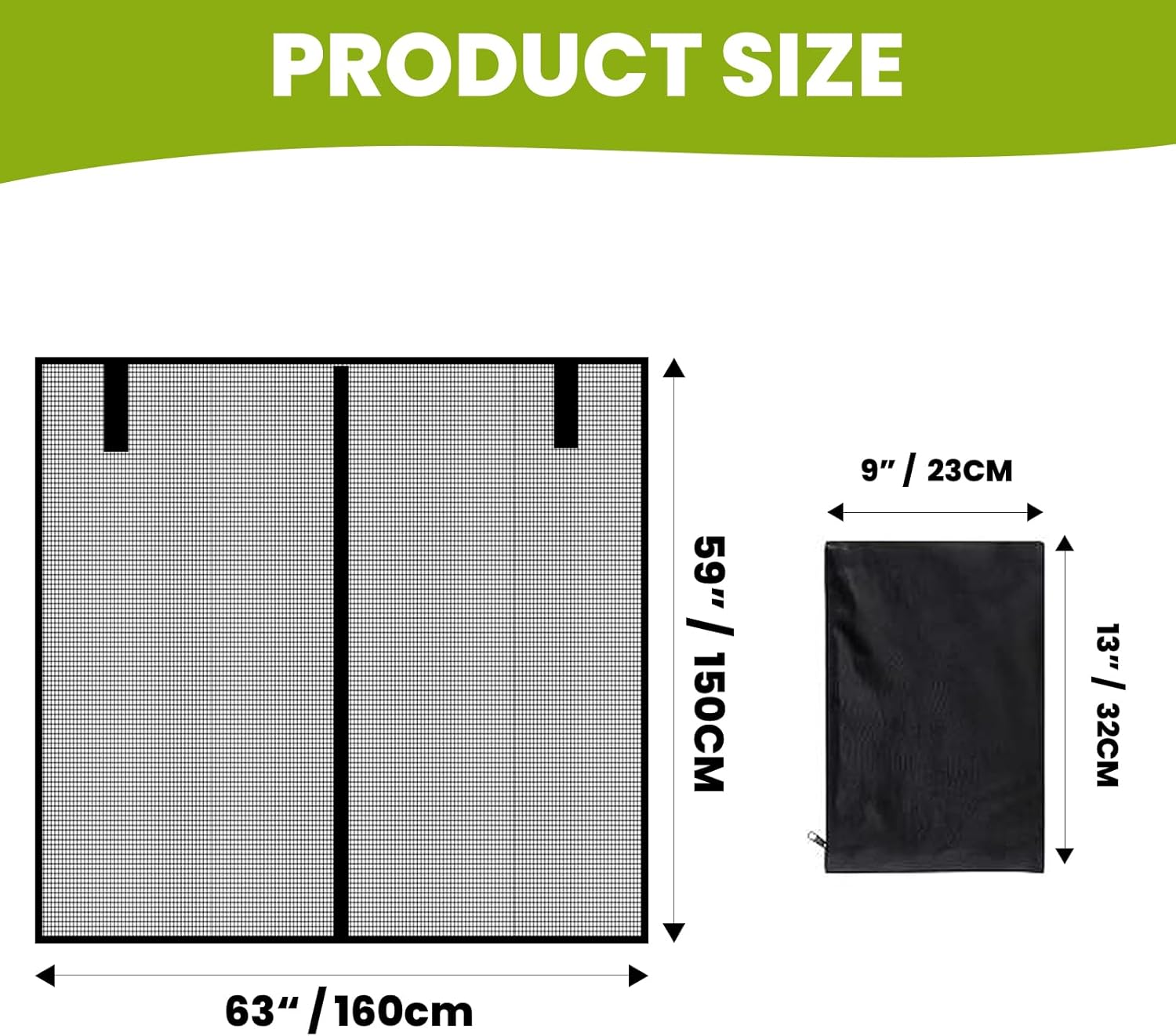 Parasol de camping para automóvil, tienda de campaña para puerta trasera, mosquitera, accesorios magnéticos para acampar (63 x 59)