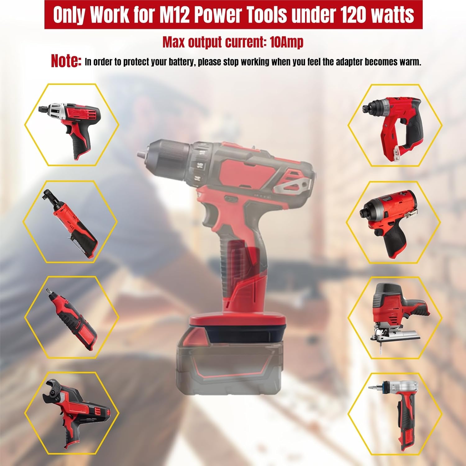 EID Adaptador de batería para Milwaukee, convierte el adaptador M18 a M12, conversión para batería Milwaukee M18 a batería M12 de 12 V, alimentación