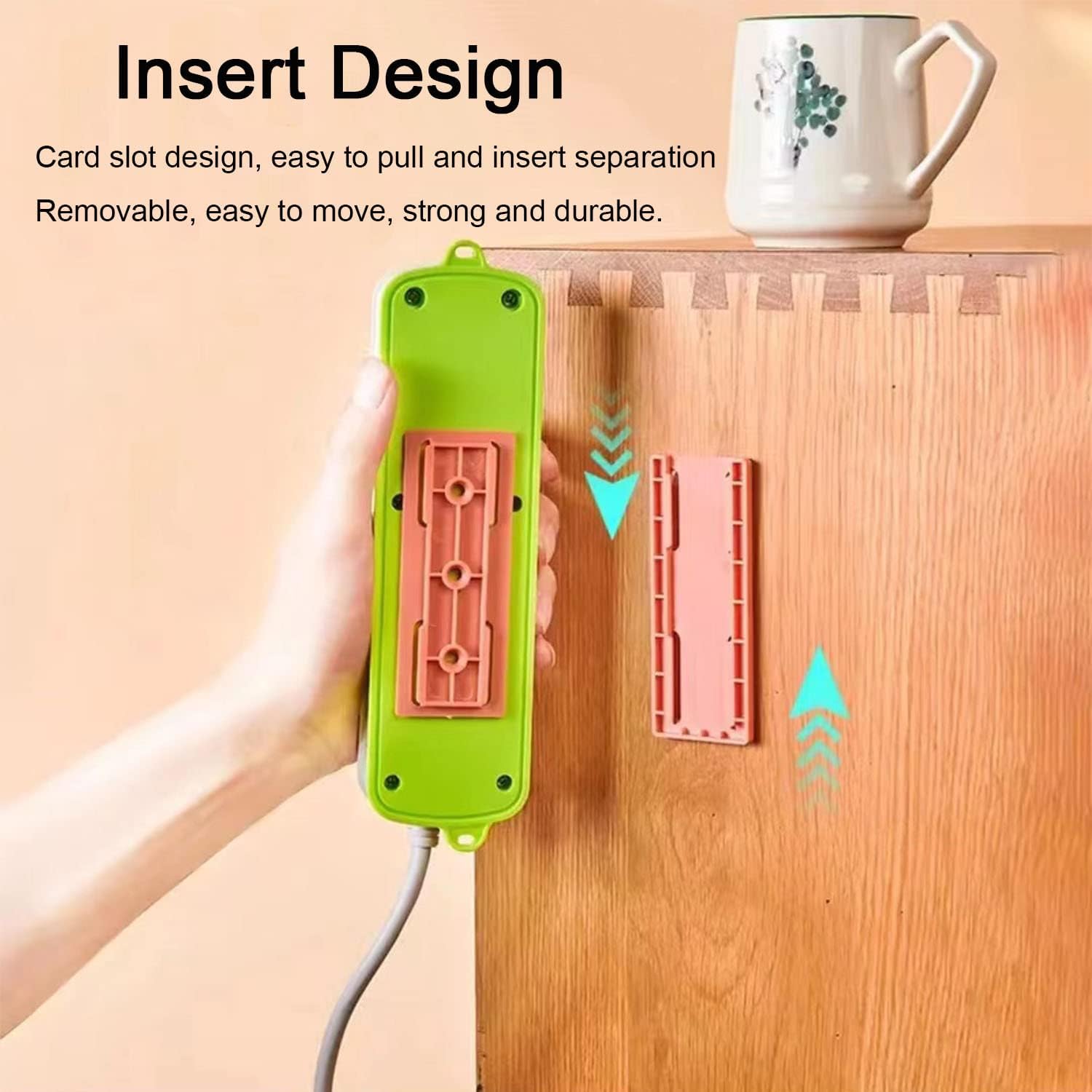 Soporte de regleta de alimentación de 12 piezas, soporte adhesivo sin perforaciones, fijador de escritorio autoadhesivo, protector de sobretensiones