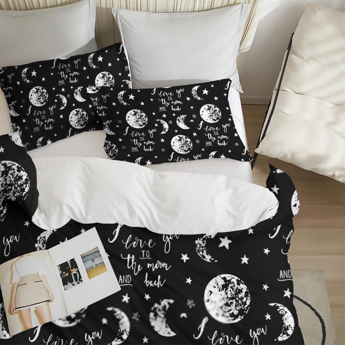 Funda de edredón tamaño King, juego de ropa de cama con cierre de cremallera para niños y adultos, funda de edredón de San Valentín con 2 fundas de
