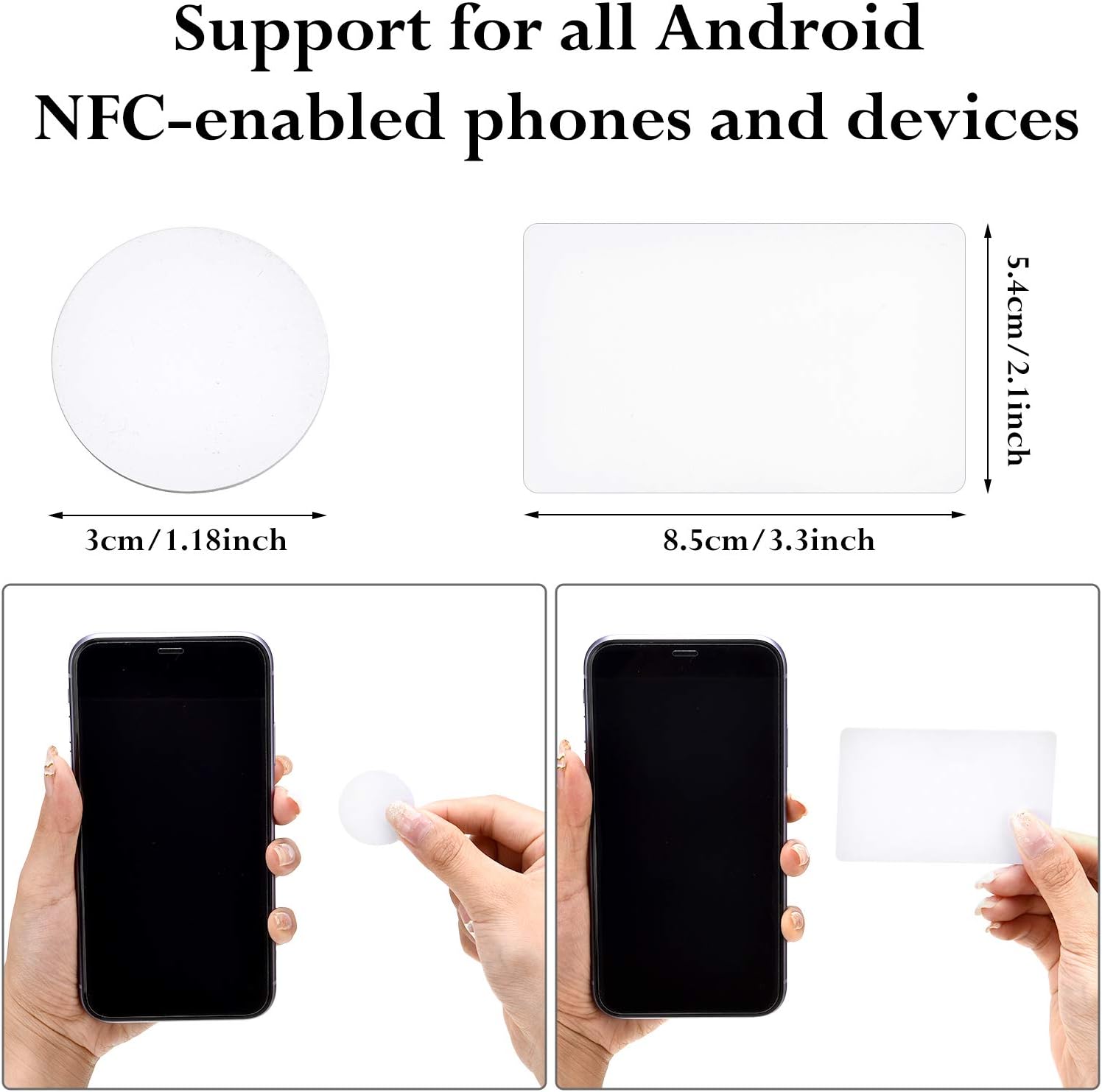 100 tarjetas NFC 215, tarjetas de monedas NFC en blanco, 215 tarjetas de PVC redondascuadradas compatibles con TagMo para teléfonos habilitados NFC