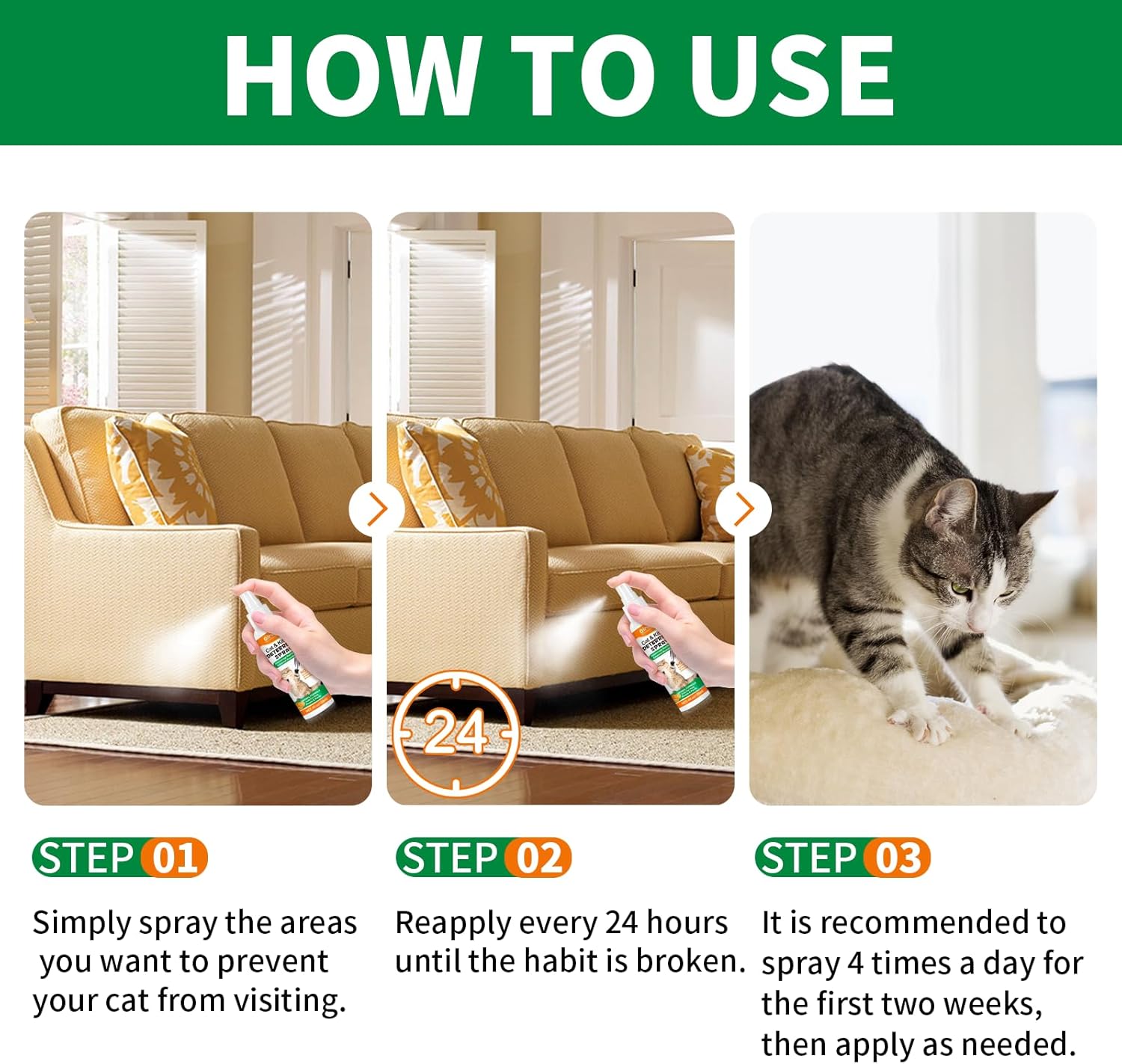 Aerosol repelente para gatos, 8.1 fl oz, muebles antiorina y antiarañazos y plantas antiarañazos, apto para interiores y exteriores, establece