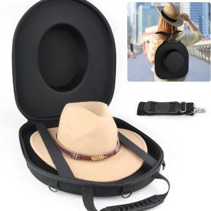 Caja de sombrero de vaquero para viaje, a prueba de aplastamientos, equipada con una asa de transporte, correa para el hombro y correa de equipaje, Caja de sombrero de vaquero para viaje, a prueba de aplastamientos, equipada con una asa de transporte, correa para el hombro y correa de equipaje,