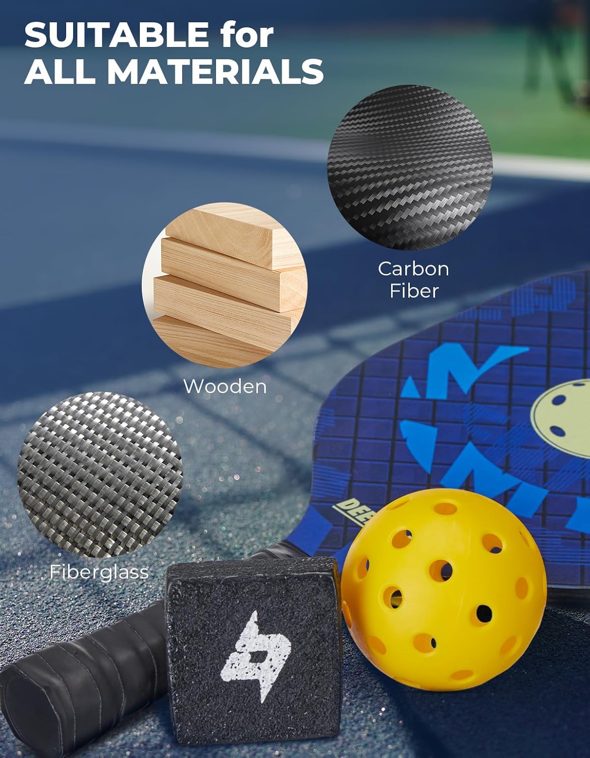 DEERFAMY Borrador de paletas de pickleball, limpiador de raqueta de pickleball de fibra de carbono, la mejor barra de goma natural para eliminar