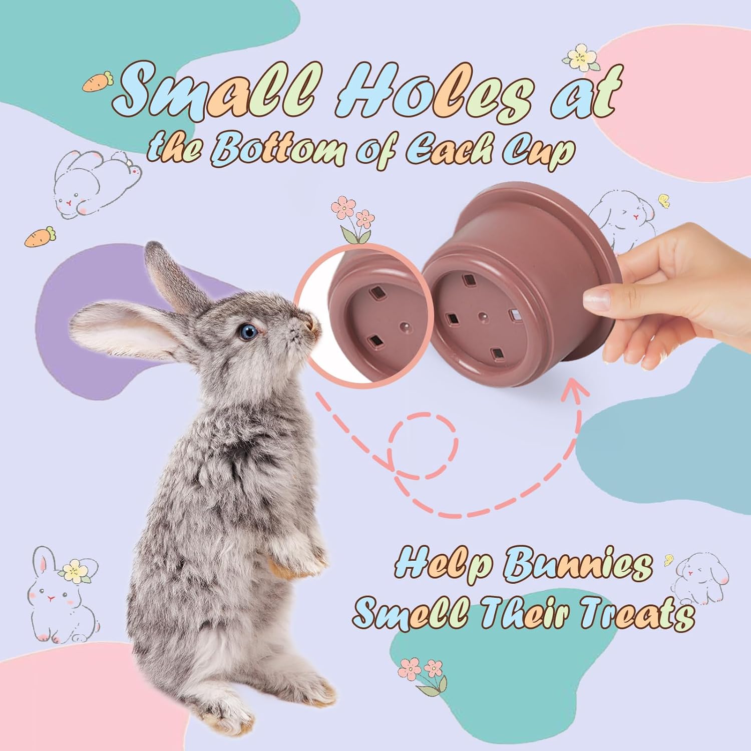 SKYWHALE 8 tazas apilables para conejos, juguetes apilables de conejo, de plástico natural de caña de azúcar para anidar mascotas, chinchilla,