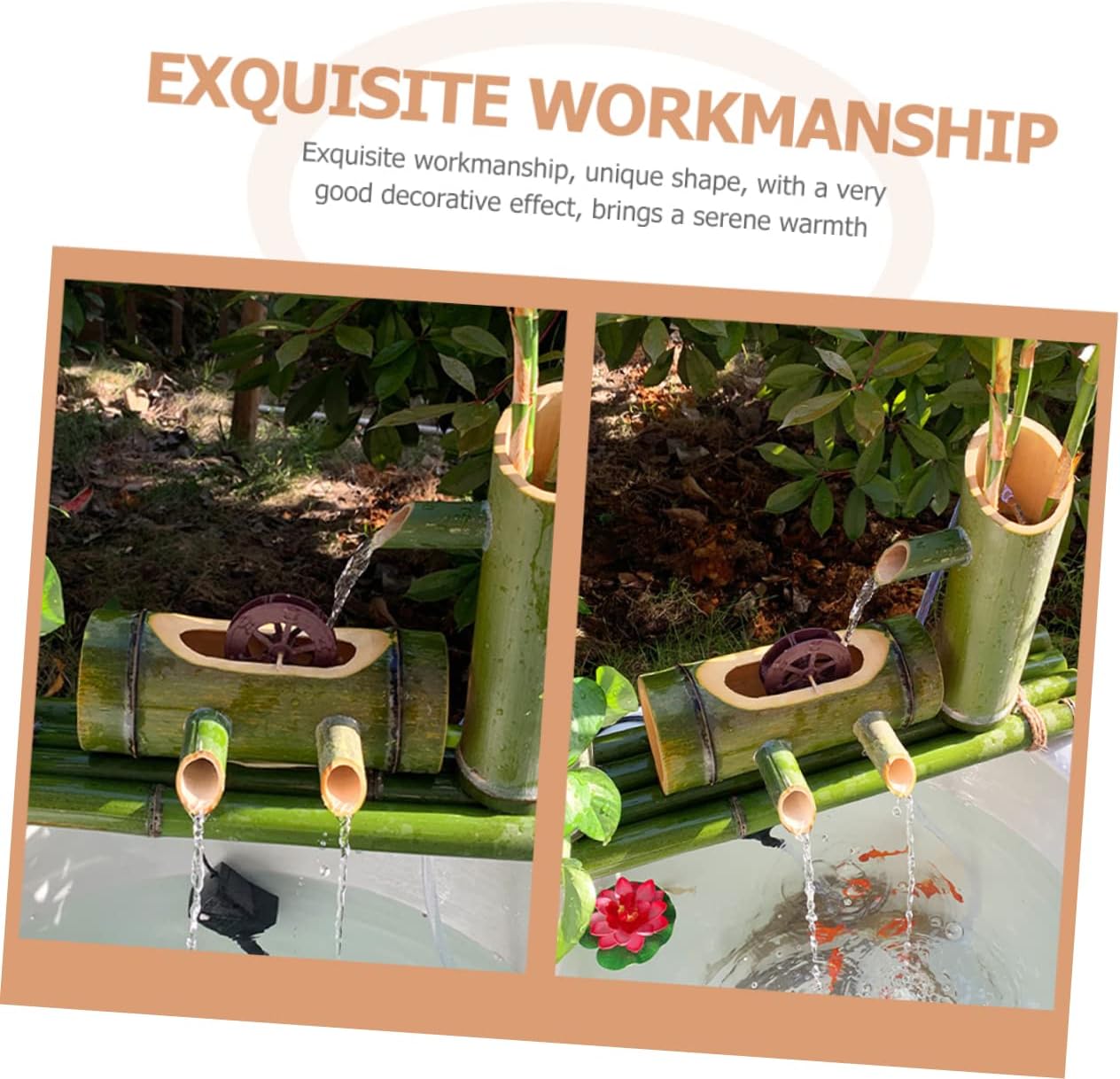 Homoyoyo 2 adornos en miniatura para decoración brillante, fuente de jardín zen, mini rueda de agua, accesorios de fuente de agua, modelo de rueda