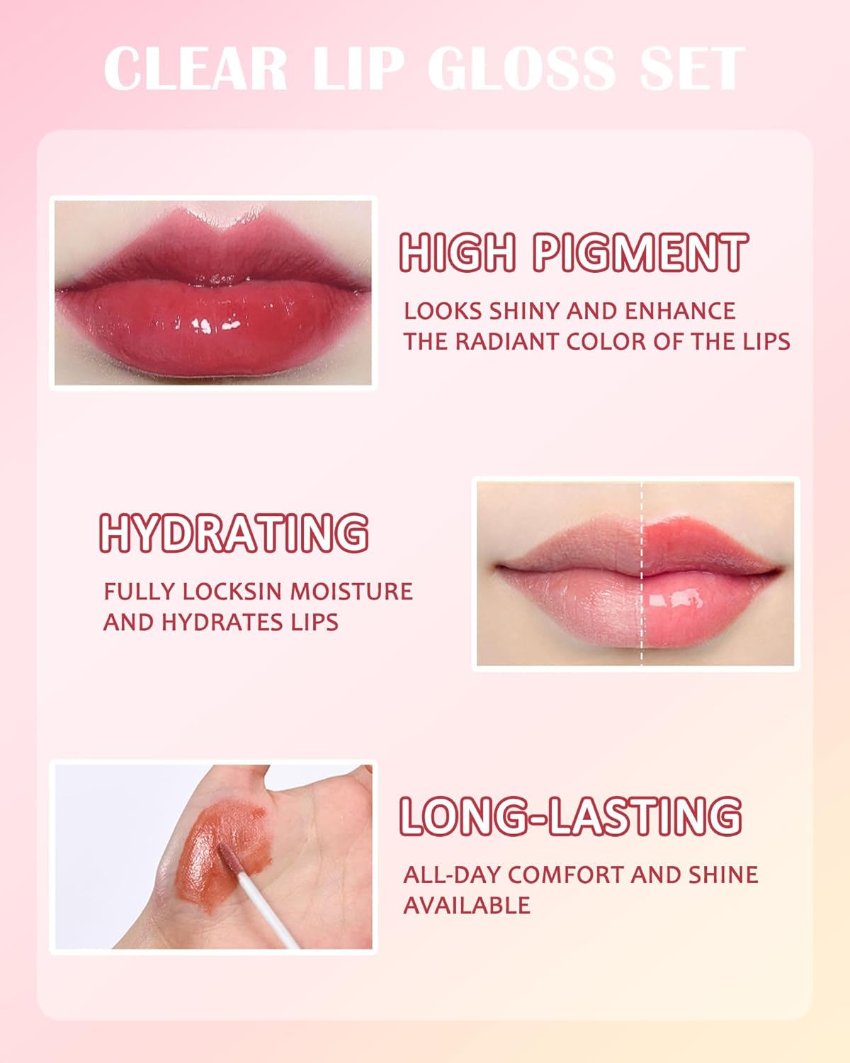 Aceite hidratante para labios, 6 colores tintados, brillo de aceite de labios, nutritivo rosa y rojo, brillante para el cuidado de los labios,