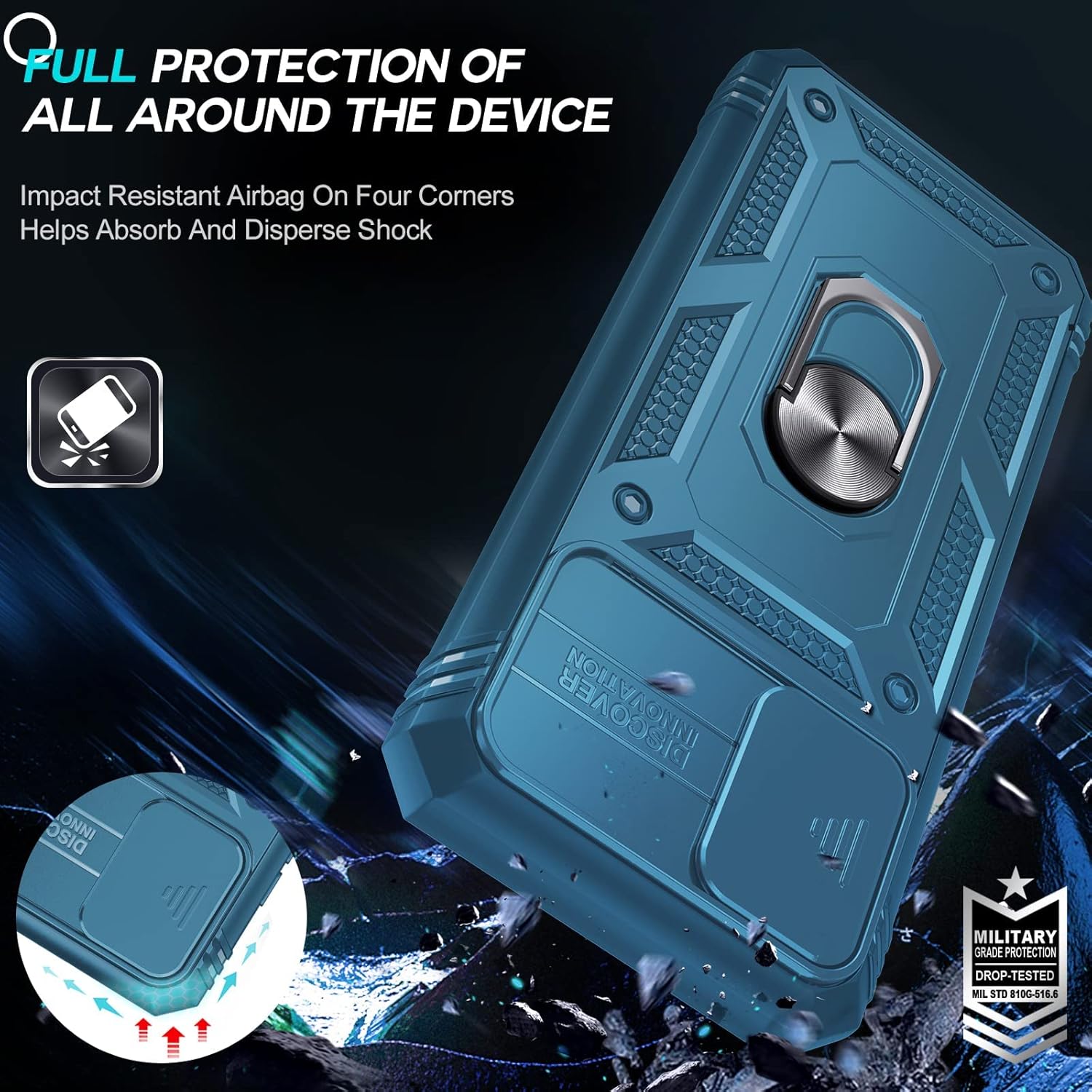 LeYi Funda para teléfono Samsung A02S funda para teléfono A02S con cubierta deslizante para cámara + 2 paquetes protector de pantalla, funda de