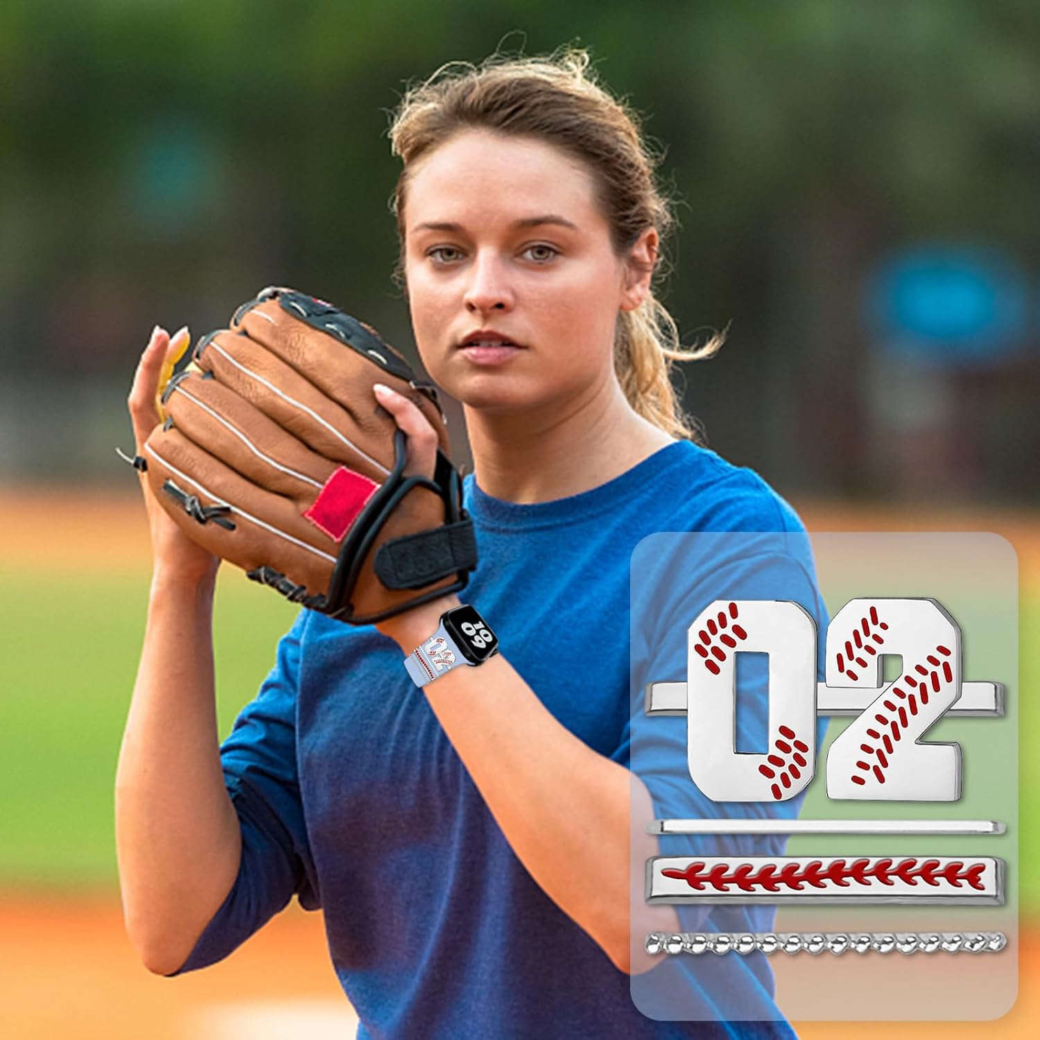 Dijes de reloj de béisbol con números para niños de 00 a 30 atletas de números decorativos compatibles con accesorios de Apple Watch de 1.772 in,