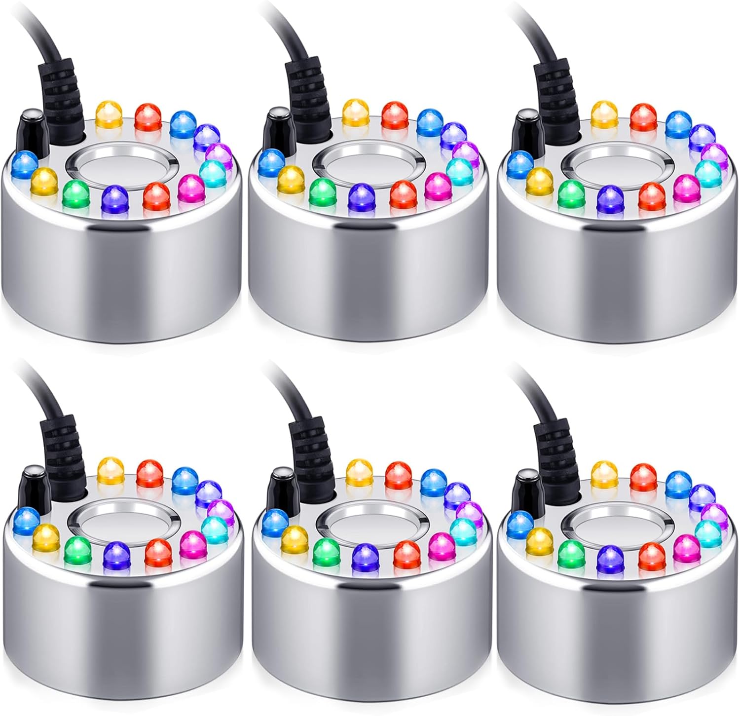 Maitys 6 piezas de niebla de Halloween, nebulizador ultrasónico, fuente de agua, estanque, máquina de niebla, cambio de color, nebulizador LED para