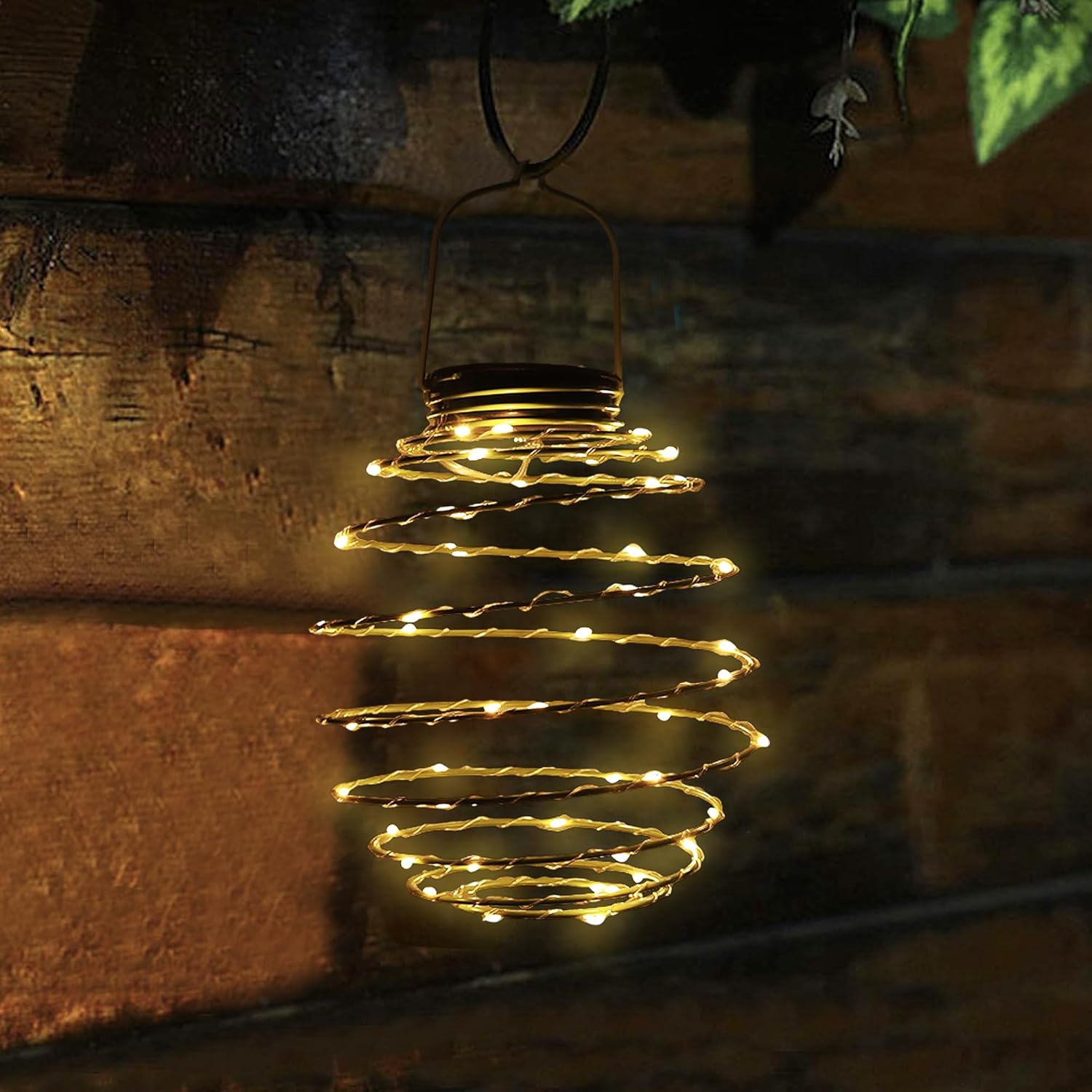 Faroles solares grandes LED en espiral, luces solares de jardín para exteriores, luces colgantes decorativas para exteriores, luz colgante