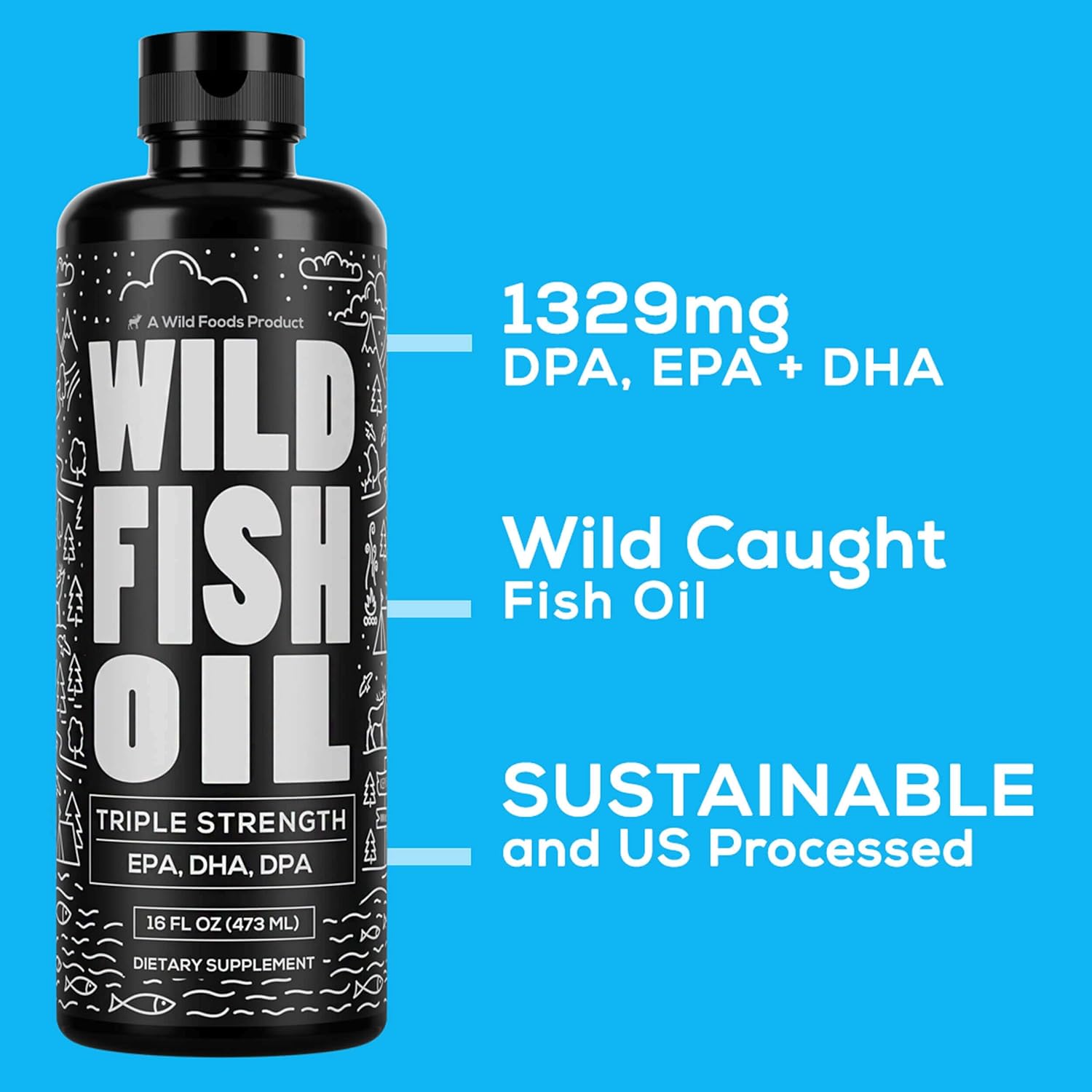 Wild Foods Suplemento líquido de aceite de pescado Omega 3, limón, 16 onzas (paquete de 2)  Atrapado salvaje, sin eructos, inodoro, sin OMG, sin