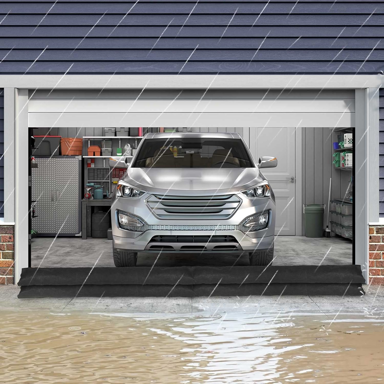 Water Barrier 10 ft x 6.5 in Flood Barrier for Home Reusable Absorbent Prevention Barrier Sandless Sandbag for Flooding Green Water Activated
