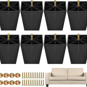 TURSTIN Paquete de 8 patas de plástico para muebles de 4 pulgadas, patas cuadradas cónicas para sofá con tornillos en T para patas, sofás, sillas, TURSTIN Paquete de 8 patas de plástico para muebles de 4 pulgadas, patas cuadradas cónicas para sofá con tornillos en T para patas, sofás, sillas,
