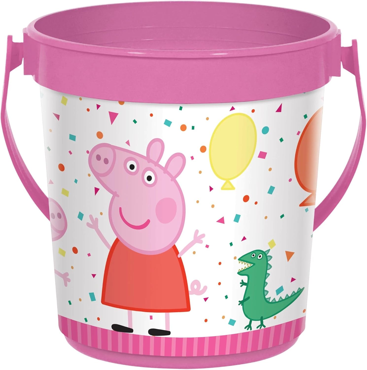 amscan Peppa Pig – Contenedor de plástico para recuerdo de fiesta, 4.37 pulgadas de diámetro x 4.87 pulgadas, rosa, 1 unidad