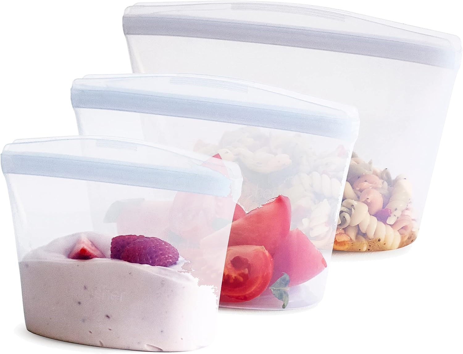 Stasher Bolsa de almacenamiento de silicona reutilizable, contenedor de almacenamiento de alimentos, apto para microondas y lavavajillas, bolsa de