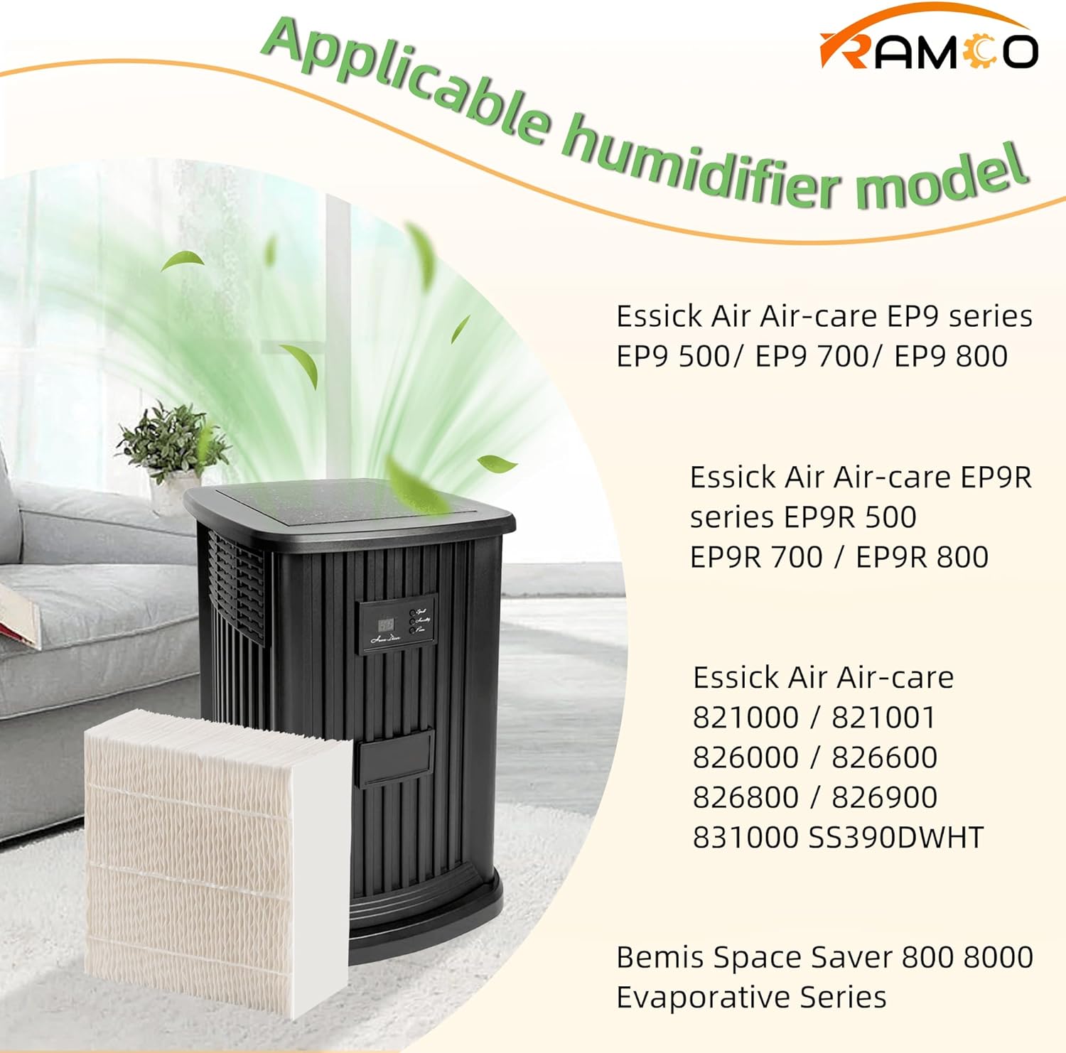 1043 Super Humidificador Filtro de mecha de repuesto compatible con Essick Air AIRCARE EP9500, EP9700, EP9800, EP9R500, EP9R800, 821000, 831000 y