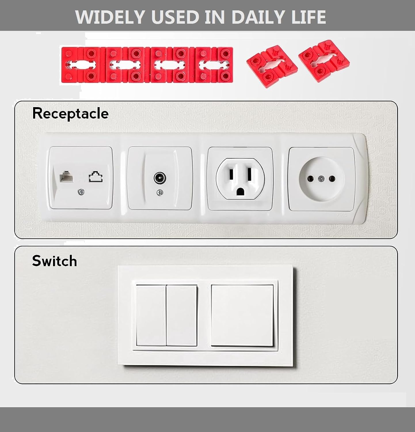 Separador de interruptor y receptáculo, espaciadores de salida para caja eléctrica, 100 piezas espaciadores de toma de corriente eléctrica, extensor