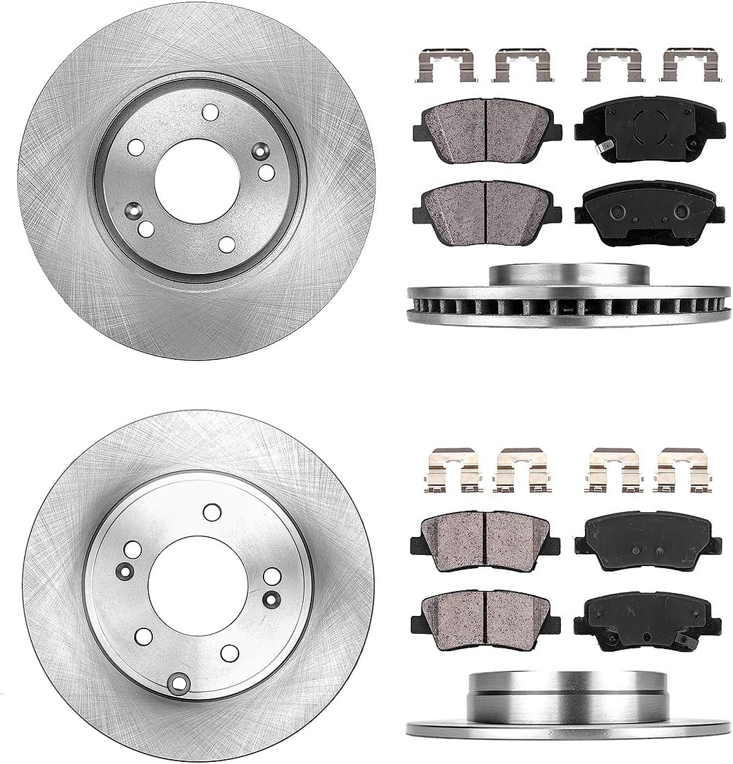 Callahan Kit de frenos para Hyundai Sonata Kia Optima 2011 2012 2013 2014 2015 Rotores de freno de disco y pastillas de freno de cerámica de