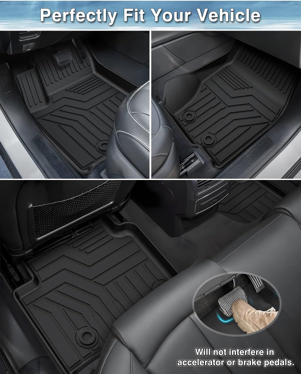 Alfombrillas para Jeep Grand Cherokee L 2023 2022 2021, solo aptas para 6 pasajeros sin consola central, juego de 3 filas para todo tipo de clima,