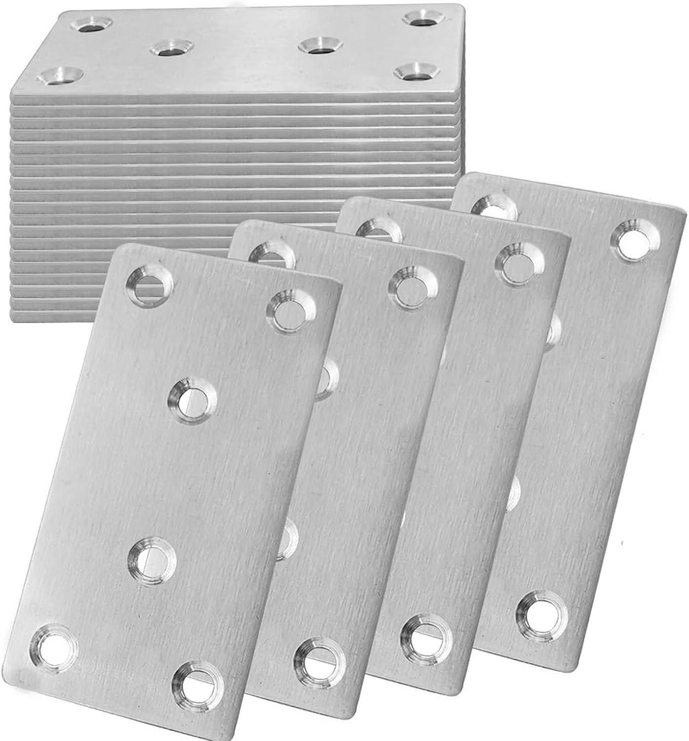 Paquete de 40 placas de reparación de soporte plano de acero inoxidable, placa de unión de soporte de 3.1 x 1.5 pulgadas, soporte de unión de