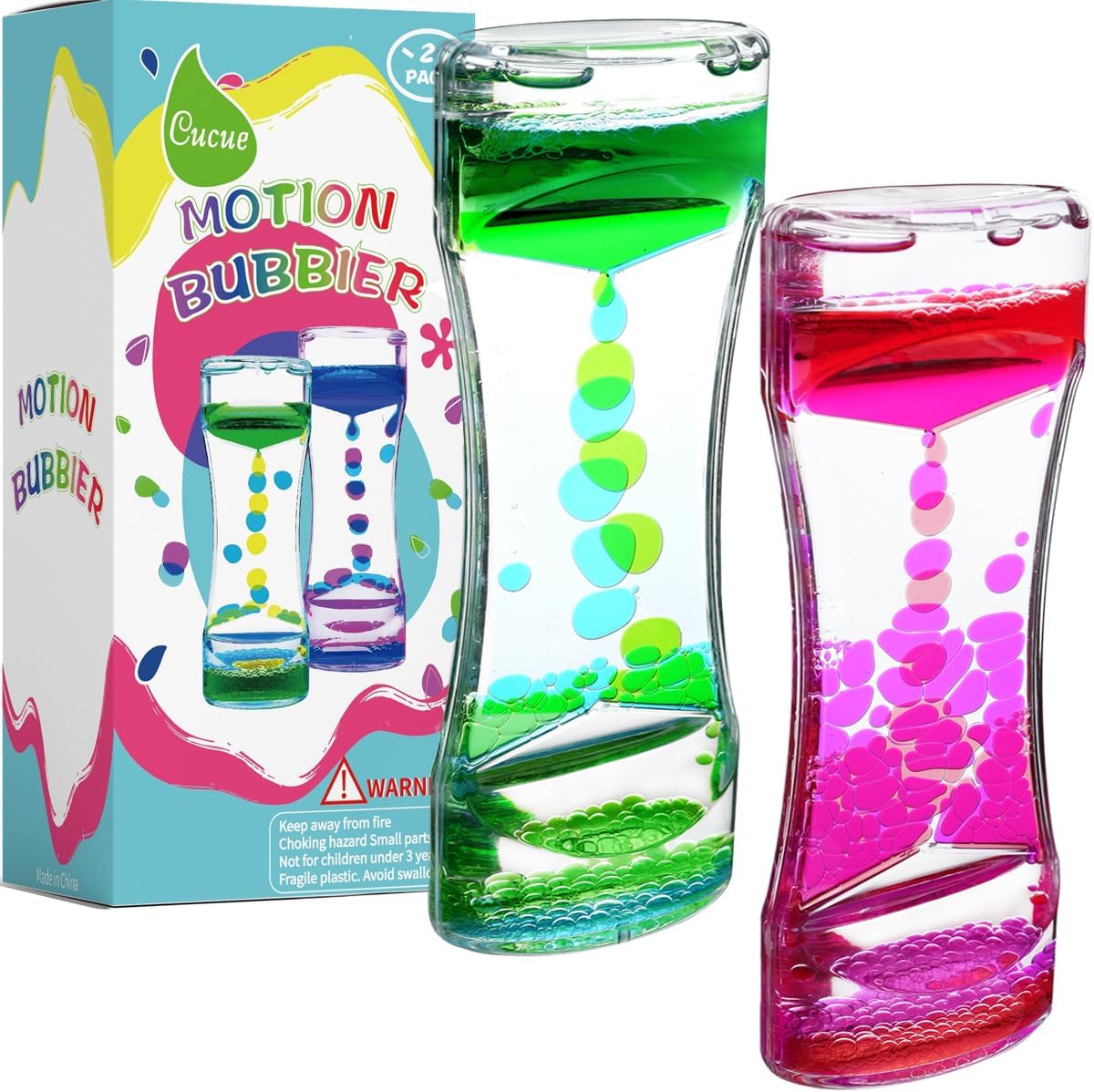 Temporizador de burbujas de movimiento líquido, colorido reloj de arena líquido, juguetes sensoriales con gotas flotantes para calmar, relajarse y