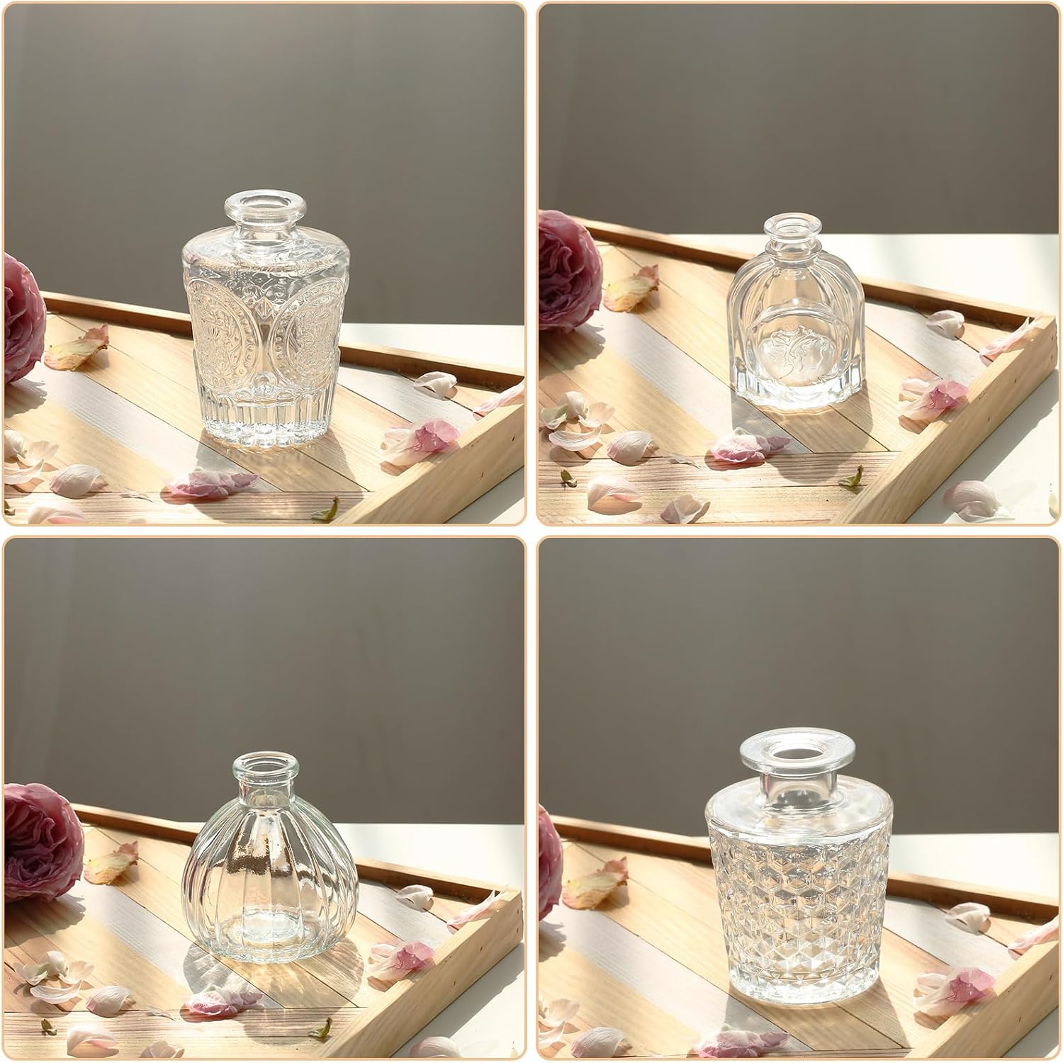 Juego de 10 jarrones de cristal, pequeños jarrones para flores, jarrones transparentes a granel, jarrones de flores para centros de mesa, mini