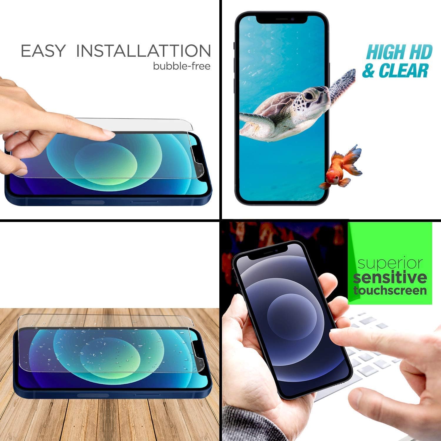 Paquete de 3 protectores de pantalla para iPhone 12 Mini, pantalla de vidrio templado compatible con Apple iPhone 12 Mini (2020)