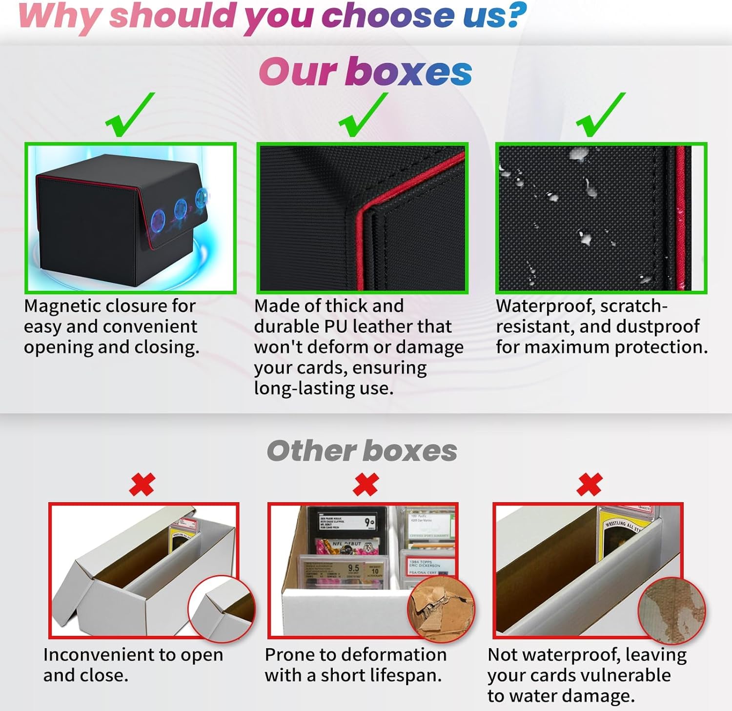 Caja de almacenamiento de tarjetas graduadas, soporte para tarjetas PSA compatible con 46 tarjetas deportivas graduadas, caja de almacenamiento de