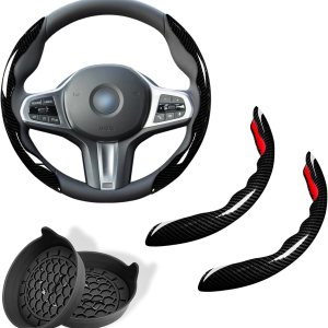 Universal 2 piezas de fibra de carbono cubierta de volante antideslizante segmentado coche volante cubiertas protectores de volante Universal 2 piezas de fibra de carbono cubierta de volante antideslizante segmentado coche volante cubiertas protectores de volante