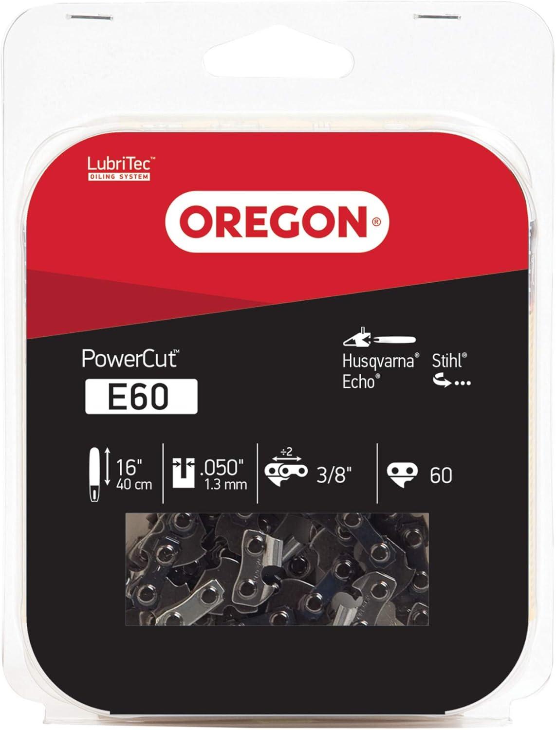 Oregon E60 PowerCut – Cadena de motosierra de 16 pulgadas, se adapta a Husqvarna, Stihl, Echo