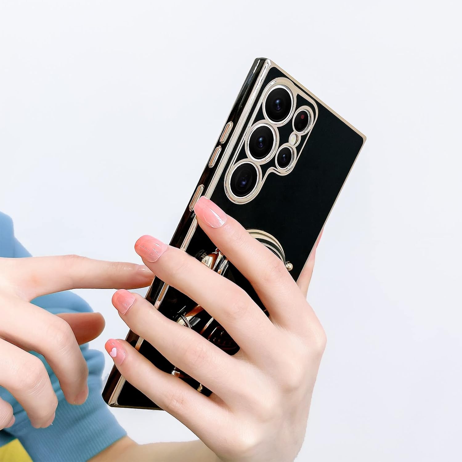 Compatible con Samsung Galaxy S23 Ultra – Funda cuadrada con diseño de soporte de astronauta en 3D, protección de cámara, a prueba de golpes, suave