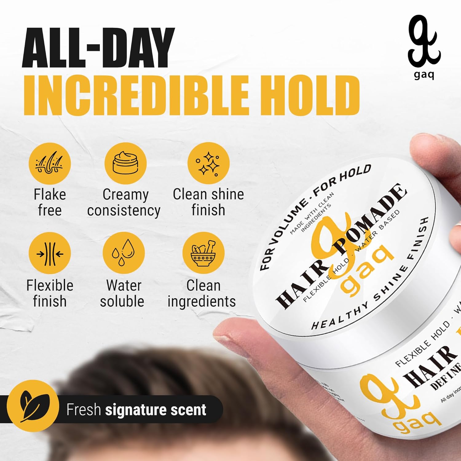 Gaq – Pomada para el cabello (fijación media), sin escamas, aroma a bayas dulces,