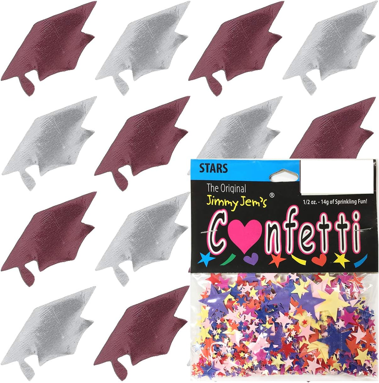 Confeti Grad Cap Borgoña, Silver Combo – 4 bolsas de media onza (2 onzas)