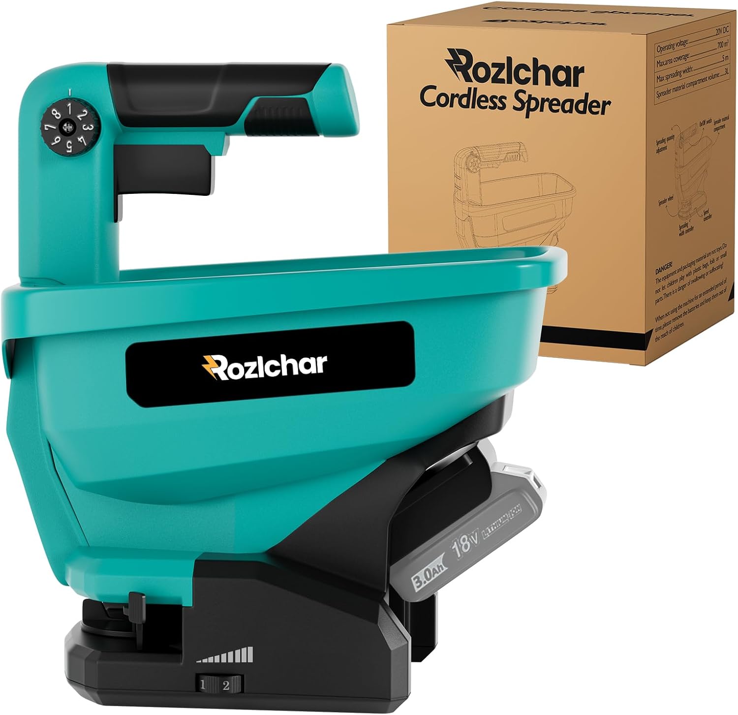 Rozlchar Esparcidor eléctrico para batería Makita de 18 V, esparcidor de semillas para todo el año, cubre hasta 5,000 pies cuadrados. (solo