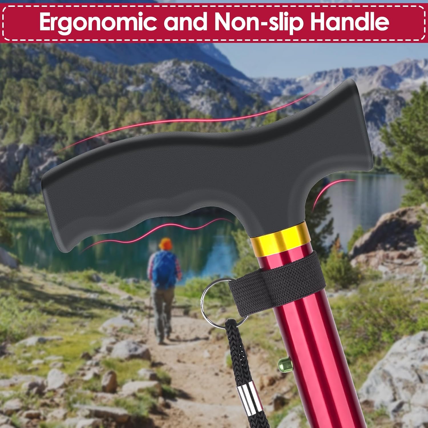 Walking Cane for Seniors Cool Canes for Women Men, Adjustable, Foldable, Collapsible Walking Canes with Storage Bag All Terrain Retractable Walking