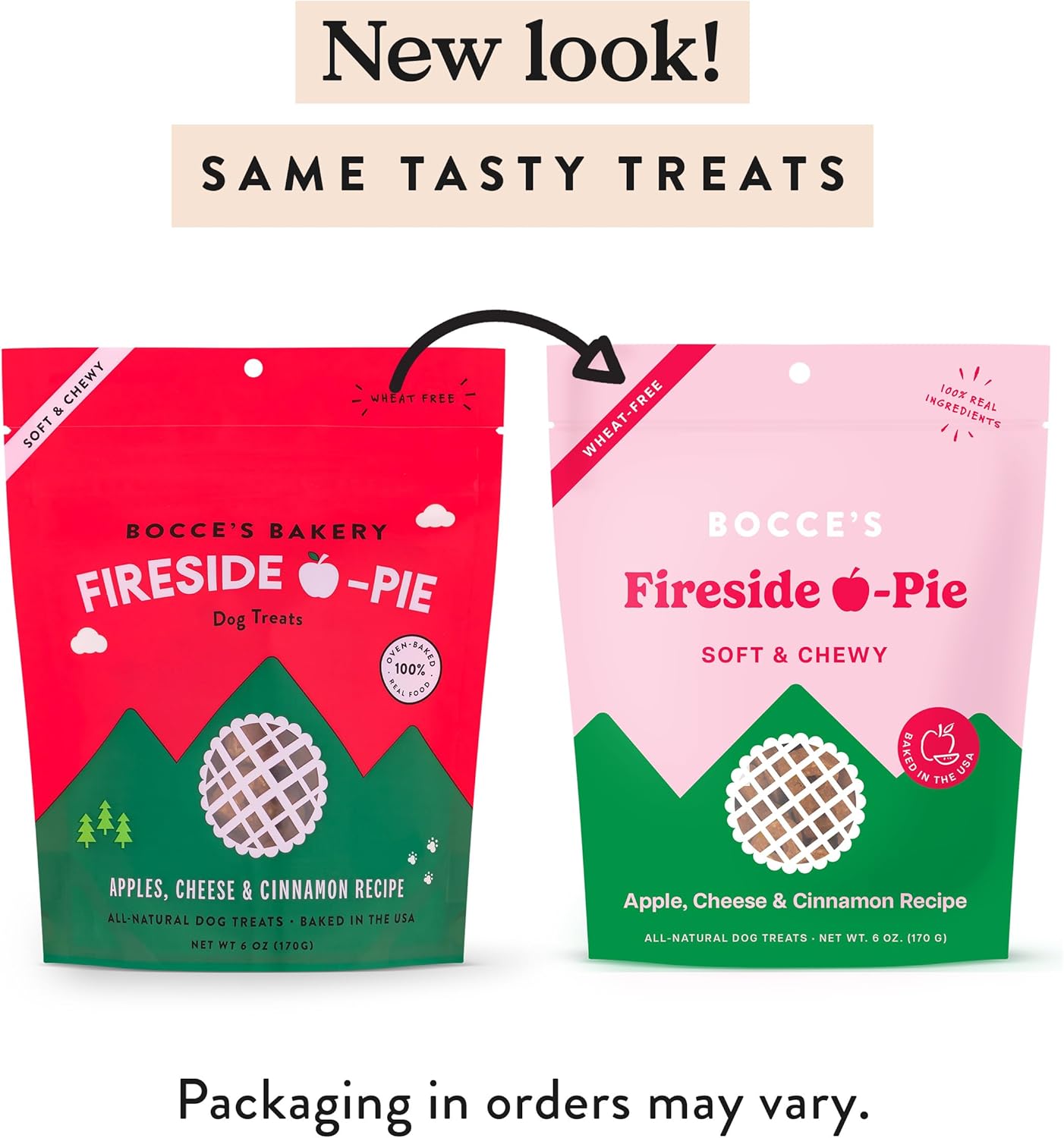 Bocce’s Bakery Fireside – Golosinas de pastel de manzana para perros, golosinas diarias sin trigo, hechas con ingredientes reales, horneadas en los